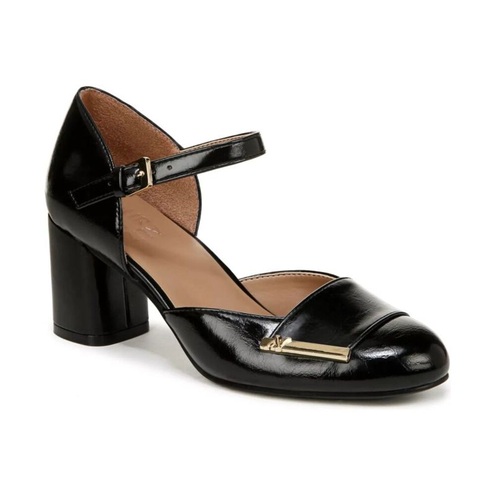 Naturalizer Black Patent Heels with Gold Accent